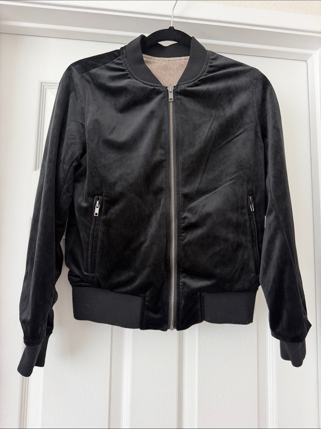 Classic Black Velvet Bomber Jacket - Reversible!